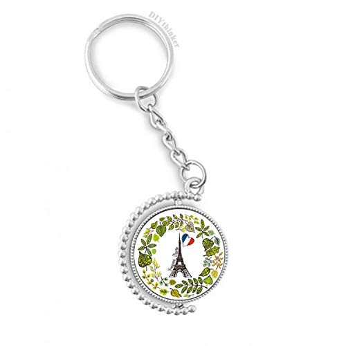 Porte-clés Tour Eiffel Paris design rotatif en métal robuste 1,2x3,5''