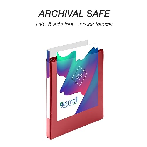 Image of Samsill Durable 0.5 Inch Binder, D Ring Binder, 100% Recycled Chipboard, Red, 4 Pack
