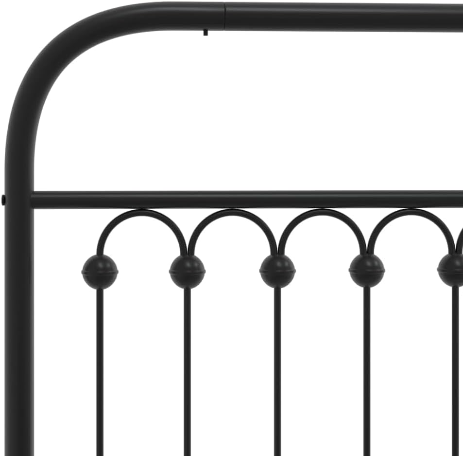 Bed Frame Black Steel with Headboard and Footboard 39.4x78.7 in Sturdy Platform Foundation for Single Bed Bedroom Storage Modern Minimalist Durable Heavy-Duty Frame
