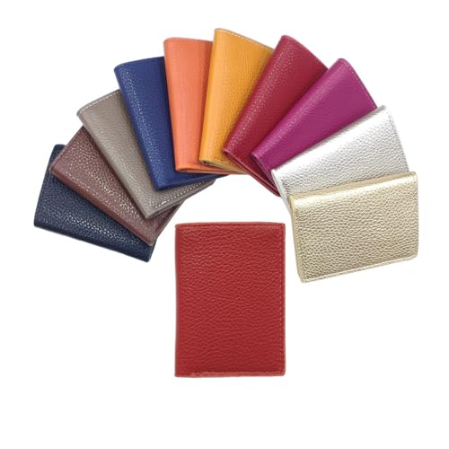 LOLUNA® Porte-Cartes en Cuir, pour Billets, Carte de crédit, Visites et Fidelités pour Femme et Homme - Rouge