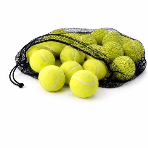 Aspect Practice Tennis Balls, 12 Pressure Less Training Exercise Tennis Balls with Easy Transport bag, Soft Rubber Tennis Ball Perfect for Beginners Training Lessons Pet Dog Playing Balls