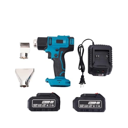 Heat Guns Electric Hot Air Gun Cordless Heat Gun Adjustable Temperature Handheld Electrical Heat Air Machine Heating (Color : Without Battery) (2battery 4.0a)