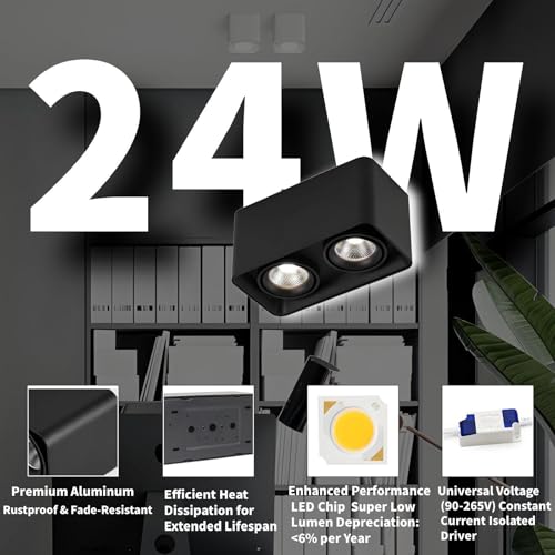 Spotlight LED carré 24W orientable blanc neutre 4000K - 3