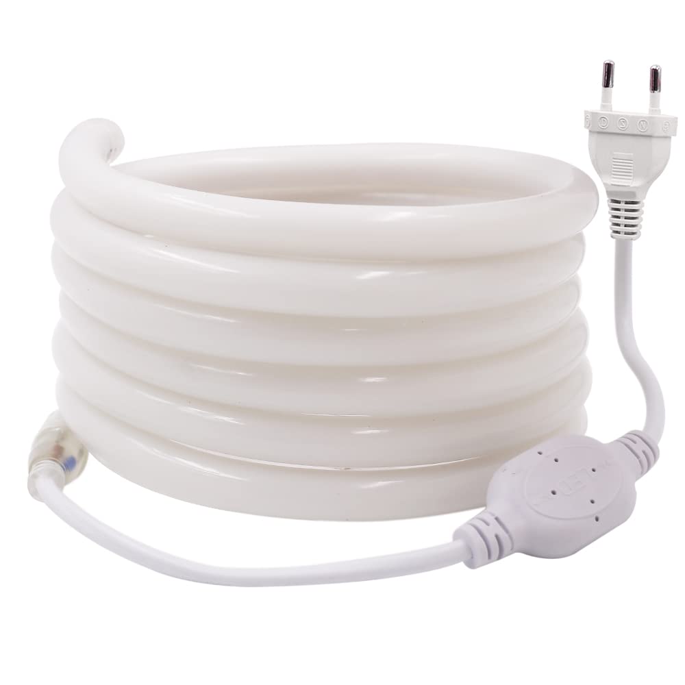Striscia LED 220V ,Striscia LED Neon, Bianco Caldo 3000K LED Strip, Impermeabile IP65, Silicone, Flessibile, para Interior Exterior, DIY ,sala giochi, soggiorno, bar, regalo per ragazzi (8m, Bianco)