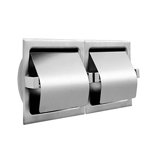 Dependable Direct Pack of 1 - Heavy Duty Horizontal Recessed Two Roll Hooded Commercial Toilet Paper Holder - Stainless Steel - Satin Finish - Holder Dimensions: 12-3/8 Inch x 6-1/2 Inch x 3 Inch