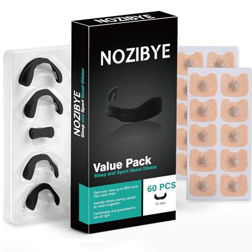 Nozibye Magnetic Nose Strip Value Pack (30 Pairs Black) for 30 days - Anti Snoring Magnetic Nasal Strips Boost Oxygen & Improve Sleep