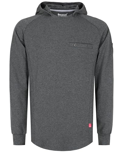 Image of BOCOMAL FR Hooded T Shirts Utility Pocket Fire Resistant Summer Hoodie CAT2 | 6oz Midweight Flame Retardant Cotton Hoodies,Kangaroo /Button Pocket,NFPA2112,Rib-Knit Cuffs,FRC Welding Arc Rated Work Shirt