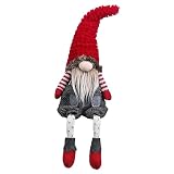 Valery Madelyn Decoraciones de gnomo de Navidad, figura de fieltro, adornos de gnomo nódico rojo y blanco, decoraciones de mantel de mesa, decoraciones rojas y grises sentadas de 19 cm