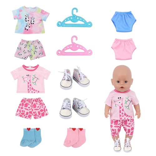 12 peças roupas para bonecas macias e agradáveis para a pele que incluem cabide fraldas sapatos e meias adequadas para bonecas de 16 a 18 polegadas