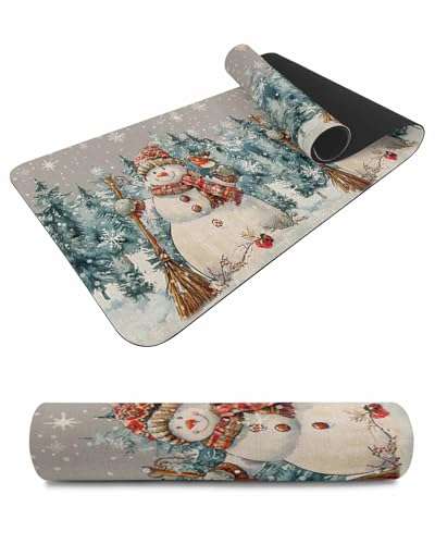 Debedcor Heat Proof Table Pads Waterproof Decorative, Grey Christmas Snowman Non-Slip Table Countertop Protector, Winter Xmas Pine Snowflakes Insulation Mat for Kitchen Room, 40 x 12 Inches