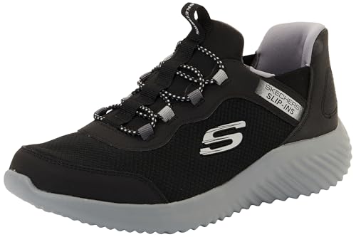 Skechers Jungen Bounder Brisk-Burst Slip-InTurnschuhe, Black Synthetic / Textile / Charcoal Trim, 33 EU – Ansicht 1