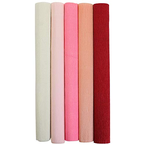 Just Artifacts Premium Crepe Paper Rolls - 8-Feet Length/20-Inch Width (5pcs, Color: Shades of Green)