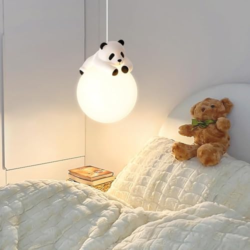 Amoyeric Wandlampe für Kinderzimmer, verdrahtet, 3D-Druck, Mondkugel, Schlafzimmer, niedliche Cartoon-Tiere, Kaninchen, Panda, Bär, Nachttischlampe Nordic Dimmbar…