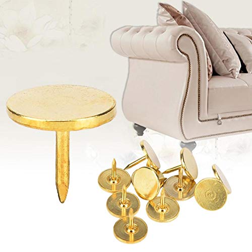 HERCHR 100 Pezzi Chiodini per Tappezzeria, Puntine da Disegno a Testa Piatta Assortimento Kit, Chiodi Decorativi per Legno Tessuto Tappezzeria Casa Ufficio Progetti Fai da Te(9mm-Giallo)