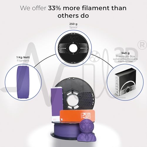 Image of NFIL3D 1KG Net Turbo Finish PLA+ Purple 3D Printer Filament | Filaments for 3D Printer| 1.75mm| Accuracy + /- 0.015mm | 1000g 3D Filament, 250g Spool, 350g Packaging Weight (Total Weight 1.6KG)