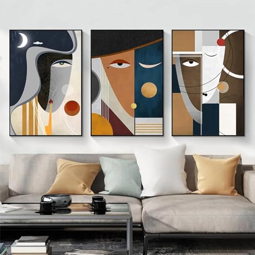 Impressions d'art mural KEBIA 3 toiles abstraites contemporaines 80x110 cm haute finesse