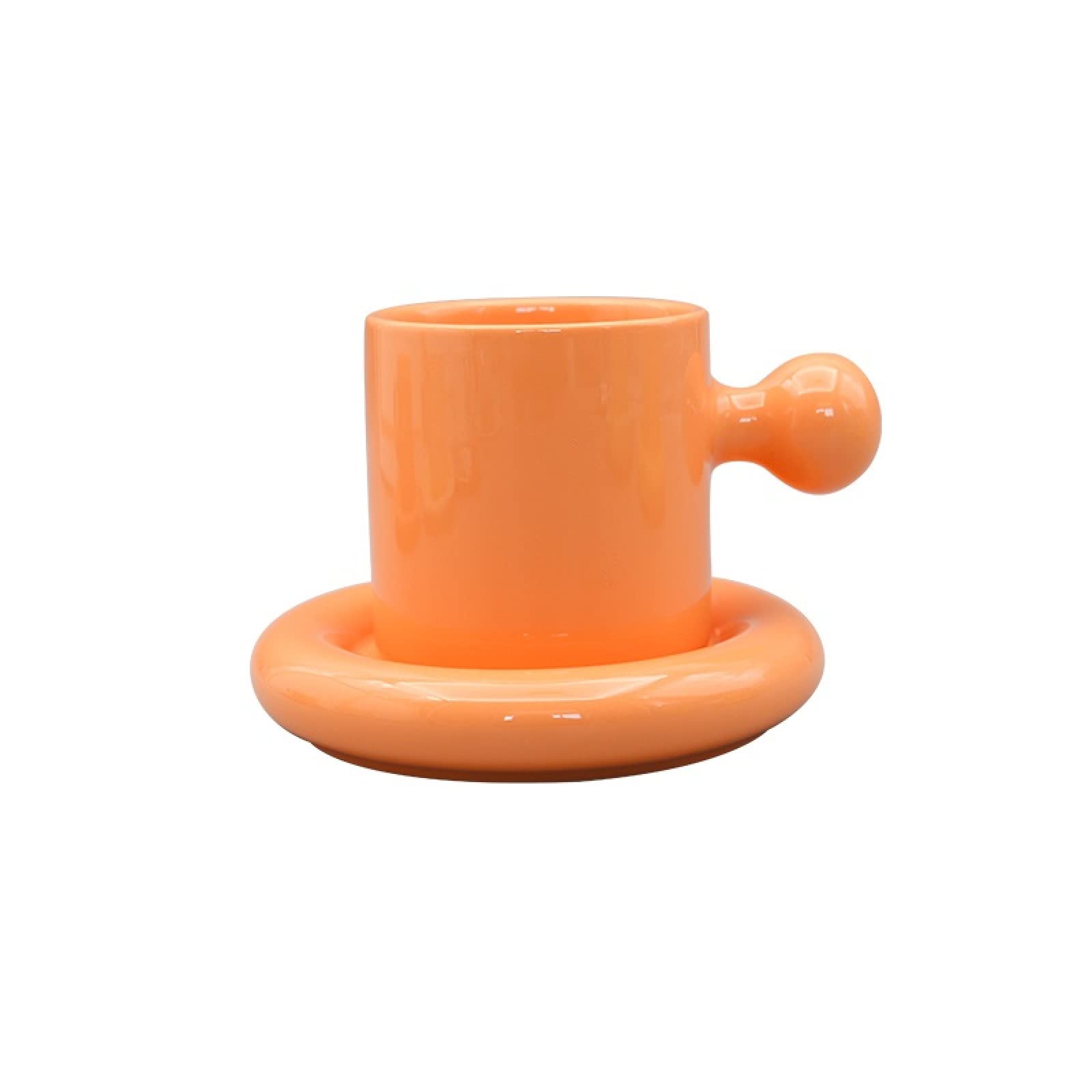 Tazza da caffè in ceramica Tuorlo d'arancia con piattino Tazza da tè Tazza da caffè in ceramica Tazza Regalo per ufficio e casa