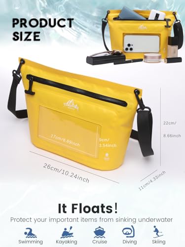 VOKUVIKU wasserdichte Tasche, sup Tasche wasserdicht klein, wasserdichte Handyhülle IPX7 mit Touch-Handyfenster, Wassersport Strand Schwimmen Boot Fahren usw, Gelb