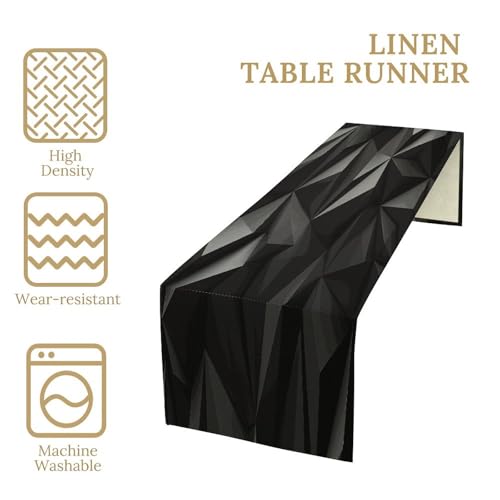 Chemin de table géométrique noir épais pour commode et salle à manger - 4