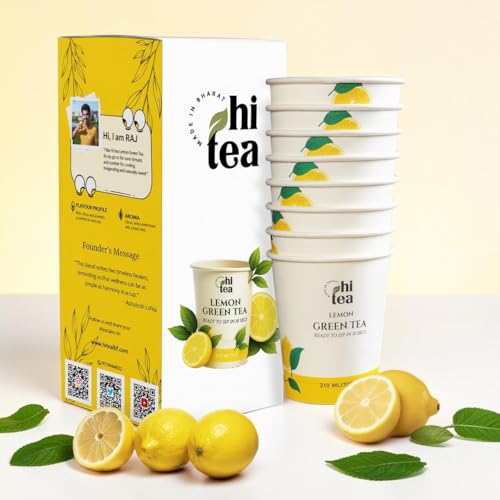Image of HI TEA Lemon Green Tea | Just Add Hot Water | Instant Green Tea Cups | 8 Cups /Box
