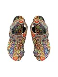 GORGLITTER Women's Colorful Rainbow Thong Sandals Bohemian Print Open Toe Flip Flops Ankle Strap Flat Slides Blue Multicolor 7.5
