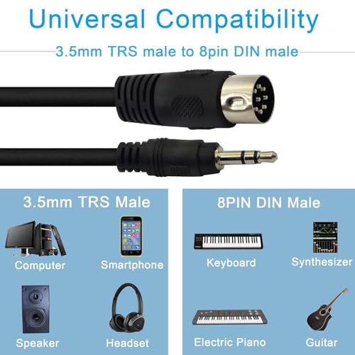 Cable adaptador 8 Pin DIN a Jack 3.5mm macho 1.5 m miniatura 6