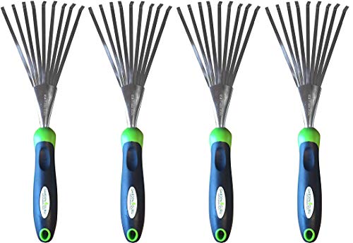 Rastrillo de mano Garden Guru acero inoxidable 4 piezas miniatura 1