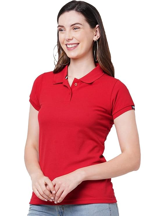 bharatiya cocoon Women's Pure Cotton Polo T-shirt | Womens Polo Collar Neck T-Shirt | Cotton Plain Neck Half Sleeve T-Shirt | Casual Tshirts for women-picture-24