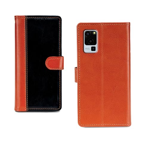 Image of amazon basics Lava Blaze 5G Flip Cover | Card Pockets Wallet & Stand | Flip Cover for Lava Blaze 5G (Beige and Black)