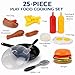 25 PCS Play Food Kids Toy Set with Frying Pan Skillet and Spatula - Kitchen Cooking Pretend Play Toy Grill Set for Toddlers Kids