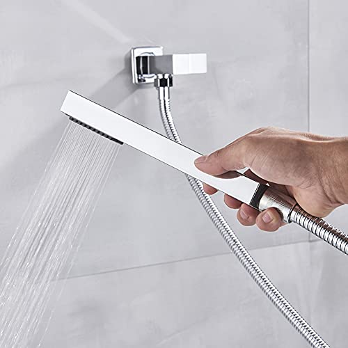 Ensemble de douche chromé à LED avec ciel de pluie carré haute pression - 7