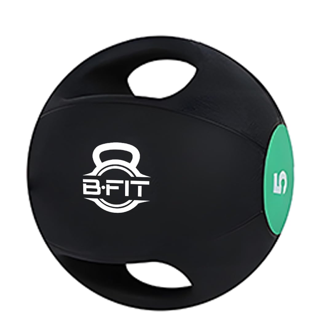 B fit Dual Grip Medicine Ball for Fitness Weighted Balance Plyometric Training Muscle Build 5 Kgs.-image-43