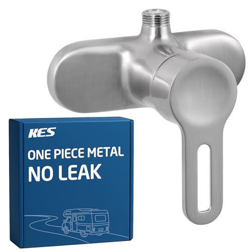 KES 4 All Metal RV Shower Faucet Single Lever with One-Piece Brass Body Anti-Scald Camper Shower Faucet Valve Replacement with Pressure-Balance Valve for Travel Trailer Motorhome Brushed Nickel