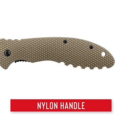 Coast® Dx625 Double Lock™ Folding Knife With 3.625" Serrated Stainless Steel Blade,Tan #TOP2