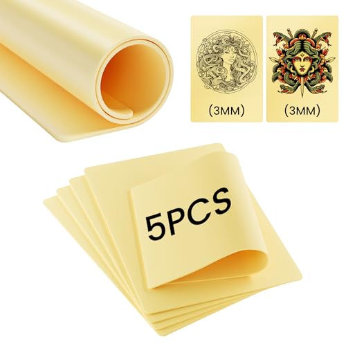 Phomemo 3MM Piel Sintetica Tatuaje, 5Pcs Doble Cara Piel Sintetica Tatuaje Para Prácticas de Tatuaje y Microblading de Cejas, 12' x 8' Suave Pieles Sinteticas Tatuaje Para Tatuadores kit Tatuaje