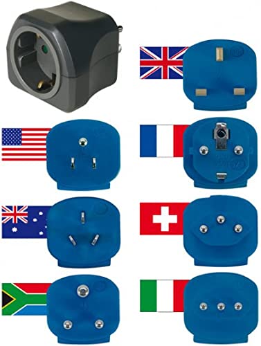 Brennenstuhl Reisestecker-Set/Reiseadapter-Set (Reise- Steckdosenadapter mit verschiedenen Aufsätzen für mehr als 150 Länder (7 x Steckereinsätze) schwarz