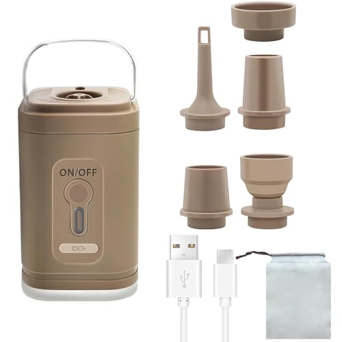 Mini Pompe à Air Électrique, Pompe à Air de Voyage Portable, 2 en 1 Pompe pour Matelas à Air et Sac sous Vide, Pompe de Camping pour Gonfler et Dégonfler,...