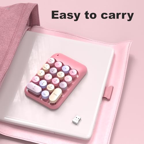 Image of MOFII Wireless Number Pads - Pink Numeric Keypad 18 Keys USB 2.4G Round Keycap Colorful Extensions Keypads, Financial Accounting Portable Numpad 10 Key for Laptop /PC /Notebook /Surface Pro