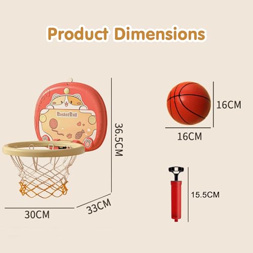 Image of Kidology Mini Portable Basketball Hoop Set with Cute Cat-Themed Backboard - Indoor /Outdoor Basketball Game & Mini Ball for Toddlers, Perfect Christmas or Birthday Gift for Kids 3+ Years