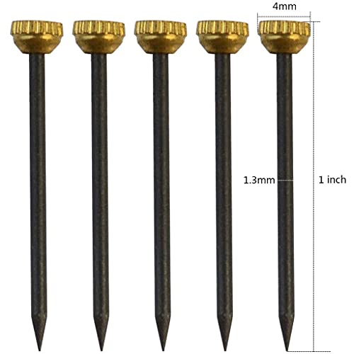 120 clavos para colgar cuadros con cabezal de latón y cuerpo de acero negro, 1 pulgada miniatura 6