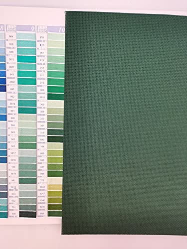 Image of KCS 3 pc of 12 inch x 18 inch 14CT Counted Cotton Aida Cloth Cross Stitch Fabric (Red+Pistachio Green vy dk+Light Blue)