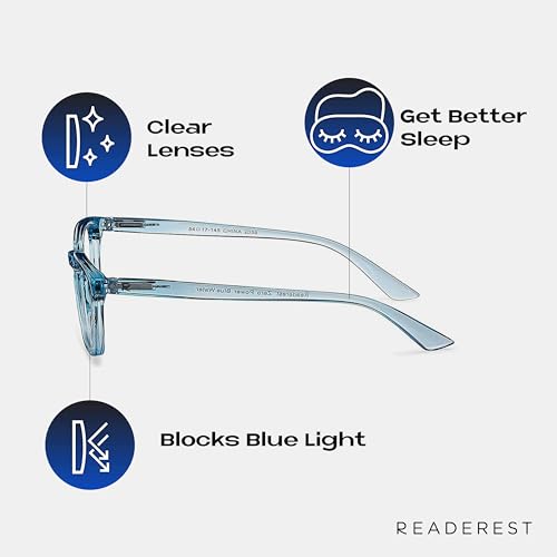 Image of Readerest Blue Light Reading Glasses - Lightweight Computer Glasses w /Spring Hinges - UV Protection, Anti Glare & Eye Strain