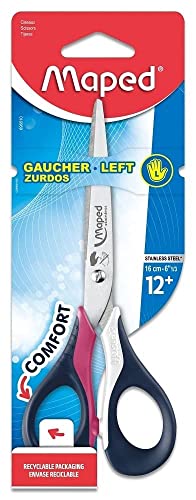 Maped - Linkshänder-Schere SENSOFT 16 cm flexible und ergonomische Griffe spitz - rot-schwarz blau-schwarz pink-schwarz
