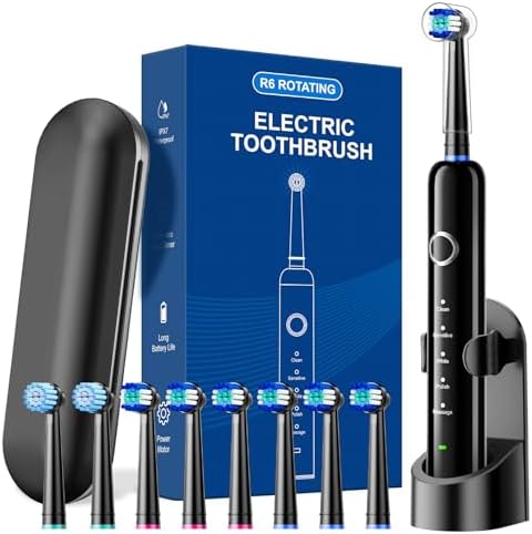 Rotating Electric Toothbrush for Adults, Rechargeable Power Tooth...