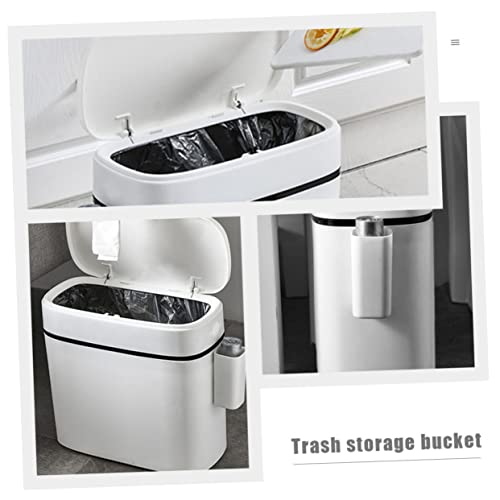 Caneca de basura rectangular blanca de plástico miniatura 2