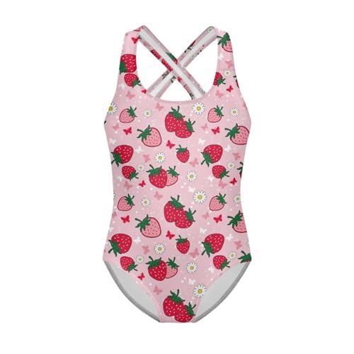 Image of Girls One Piece Swimsuits Quick Dry Beach Bathing Suit Crossback Swimwear 5-14 Years