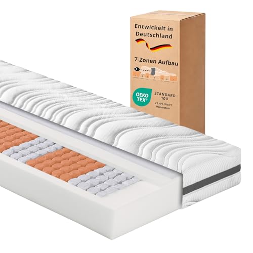 sleepling 190146 Federkernmatratze Comfort 130 | Taschenfederkern Matratze | 7-Zonen