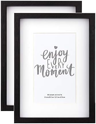 kennethan Photo Frame 11×14 Inch 2 Pack Black-with White Mount,Wooden Picture Frames with Glass for Wall Mounting