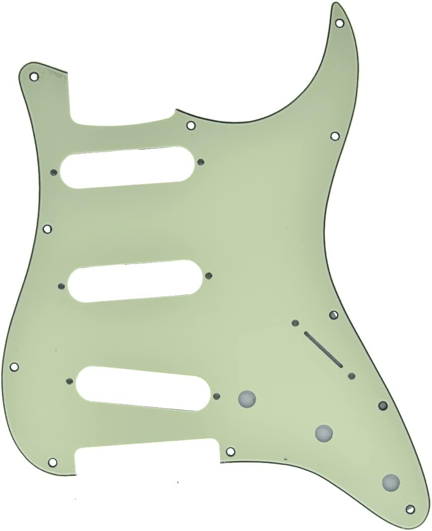 Dopro 11 Hole Vintage 62 Strat ST SSS Single Coil Pickups Guitar Pickguard Scratch Plate with Screws for American FD 62 Stratocaster Mint Green 3 Ply