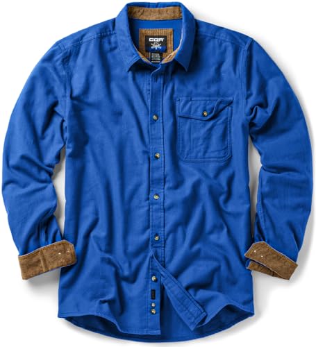 CQR Men's 100% All Cotton Button Down Flannel Shirts, Long Sleeve Brushed Warm Soft Casual Outdoor Plaid Shirt